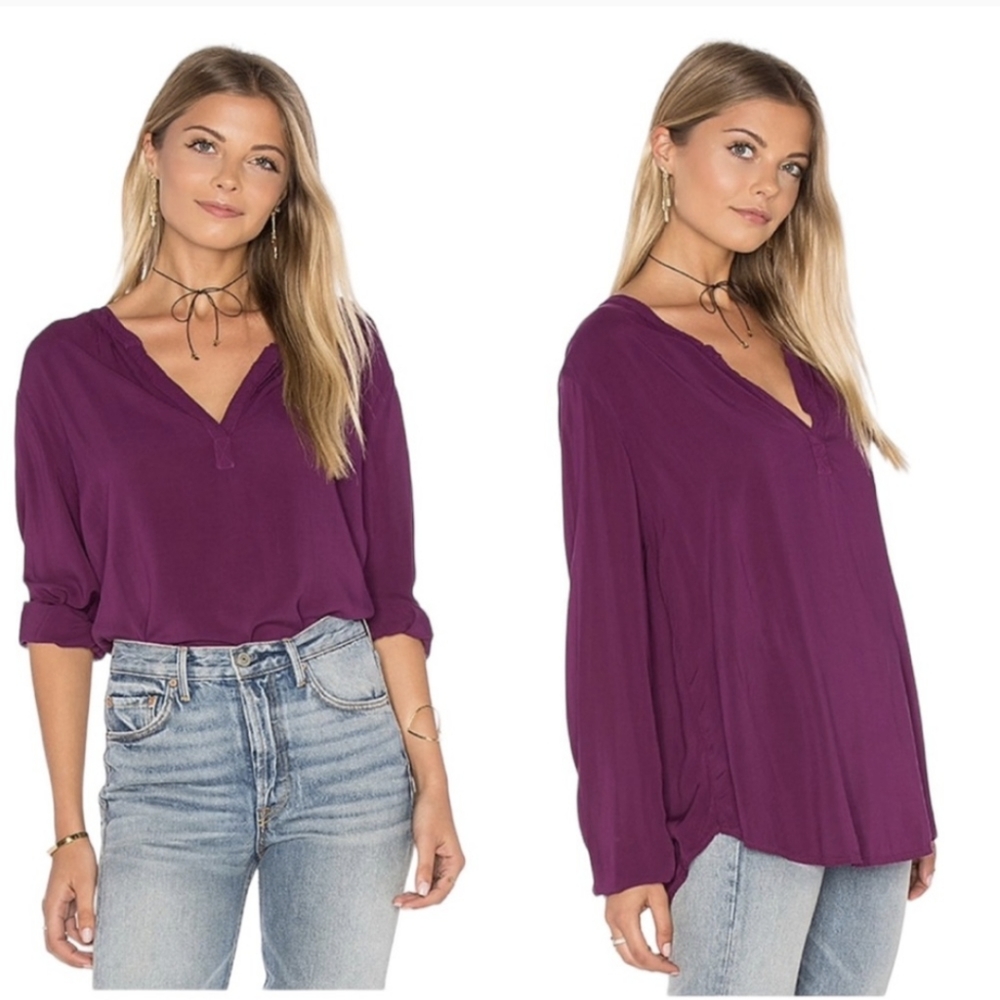 Velvet By Graham & Spencer Rosie Long Sleeve V-Neck Blouse Medium